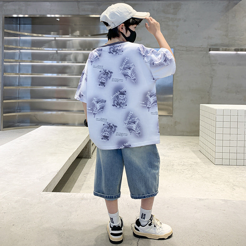 Boys Printed T-shirt with Shorts