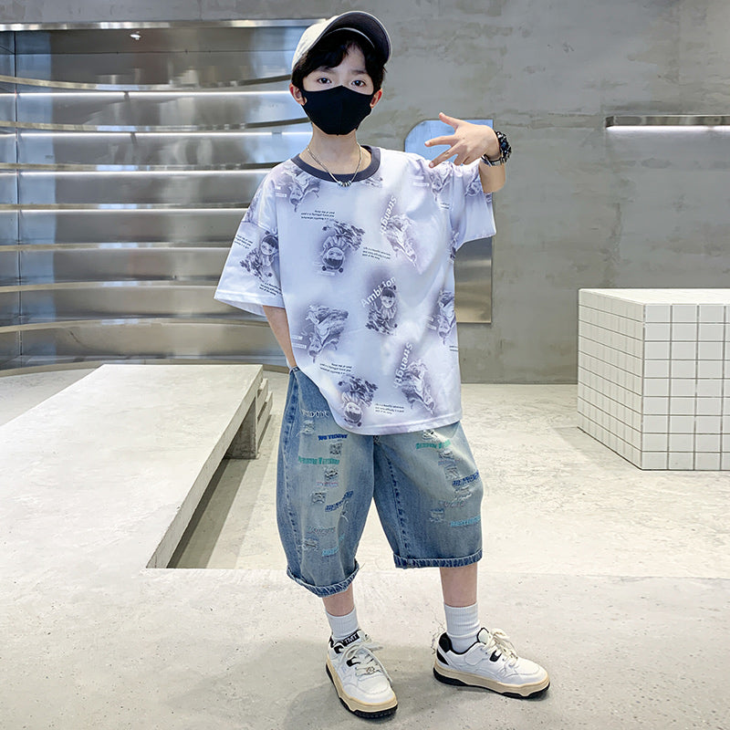Boys Printed T-shirt with Shorts