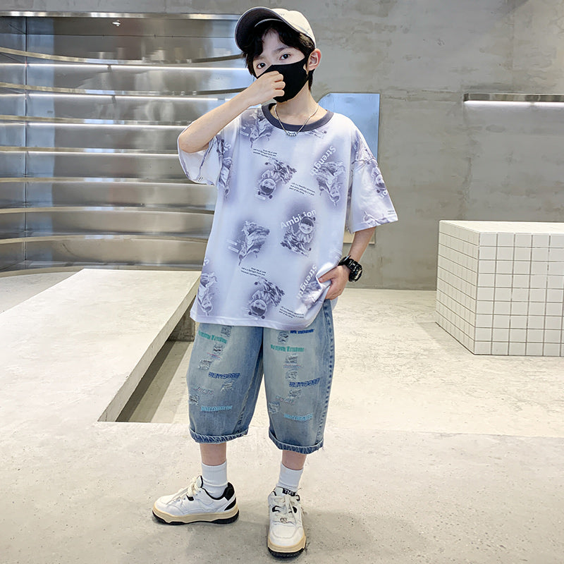 Boys Printed T-shirt with Shorts