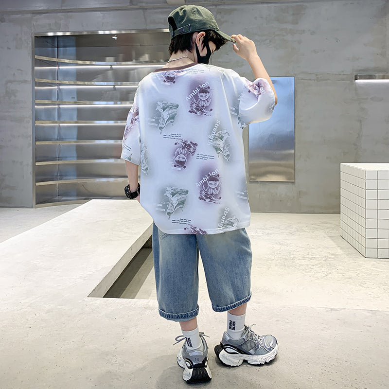Boys Printed T-shirt with Shorts