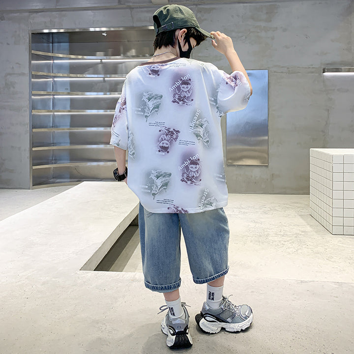 Boys Printed T-shirt with Shorts