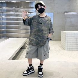 Boys Printed T-shirt with Shorts