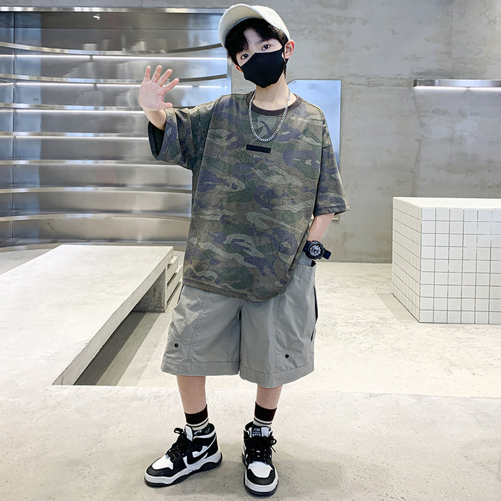 Boys Printed T-shirt with Shorts