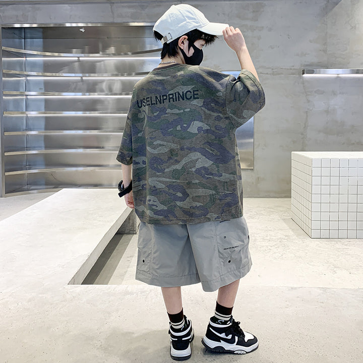 Boys Printed T-shirt with Shorts