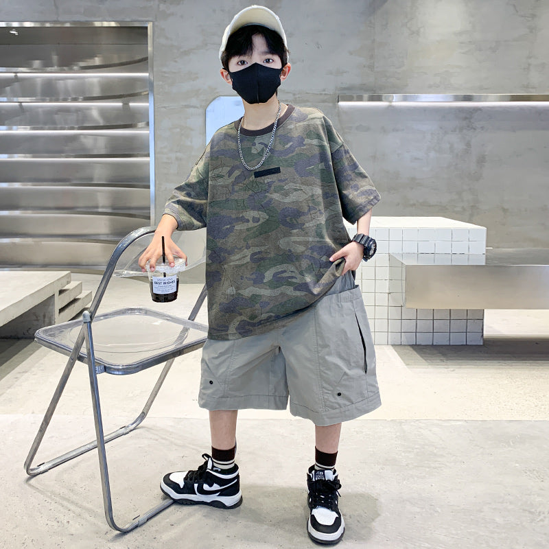 Boys Printed T-shirt with Shorts