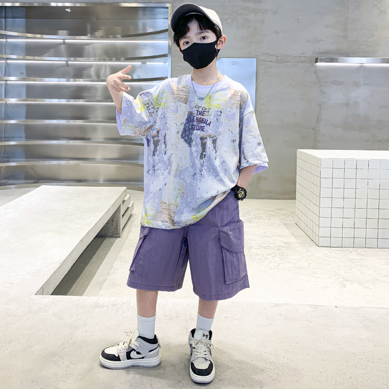 Kids Boys Printed T-shirt & Shorts Clothing Set