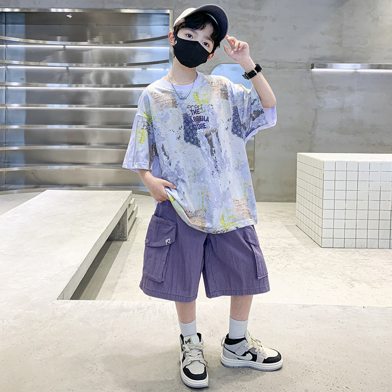 Kids Boys Printed T-shirt & Shorts Clothing Set