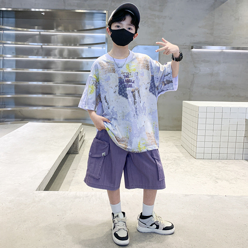 Kids Boys Printed T-shirt & Shorts Clothing Set
