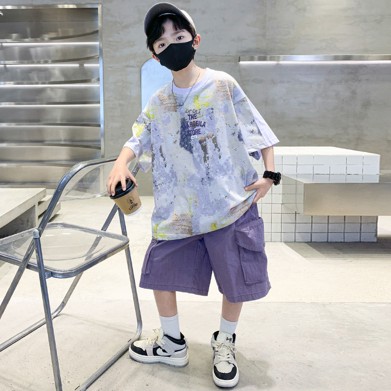 Kids Boys Printed T-shirt & Shorts Clothing Set