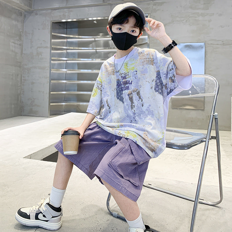 Kids Boys Printed T-shirt & Shorts Clothing Set