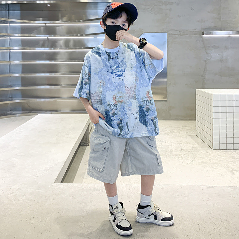 Boys Printed T-shirt with Shorts