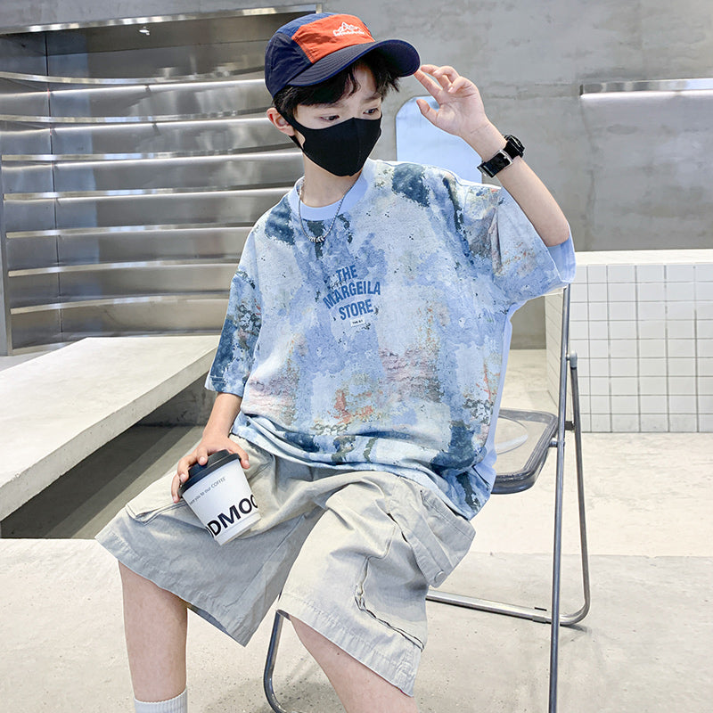 Boys Printed T-shirt with Shorts