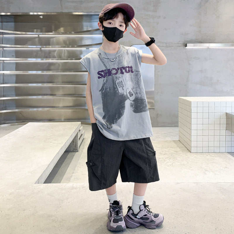 Boys Printed T-shirt with Shorts
