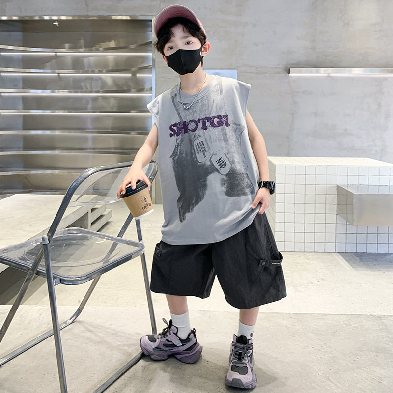 Boys Printed T-shirt with Shorts