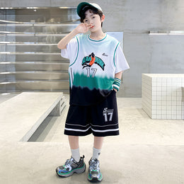 Boys Printed Round Neck T-shirt with Shorts