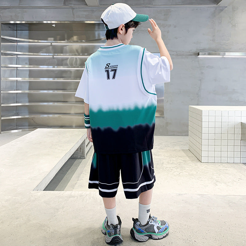 Boys Printed Round Neck T-shirt with Shorts