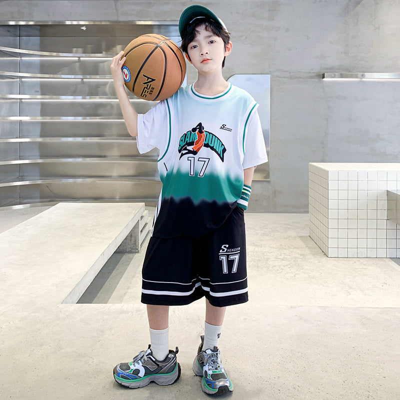 Boys Printed Round Neck T-shirt with Shorts
