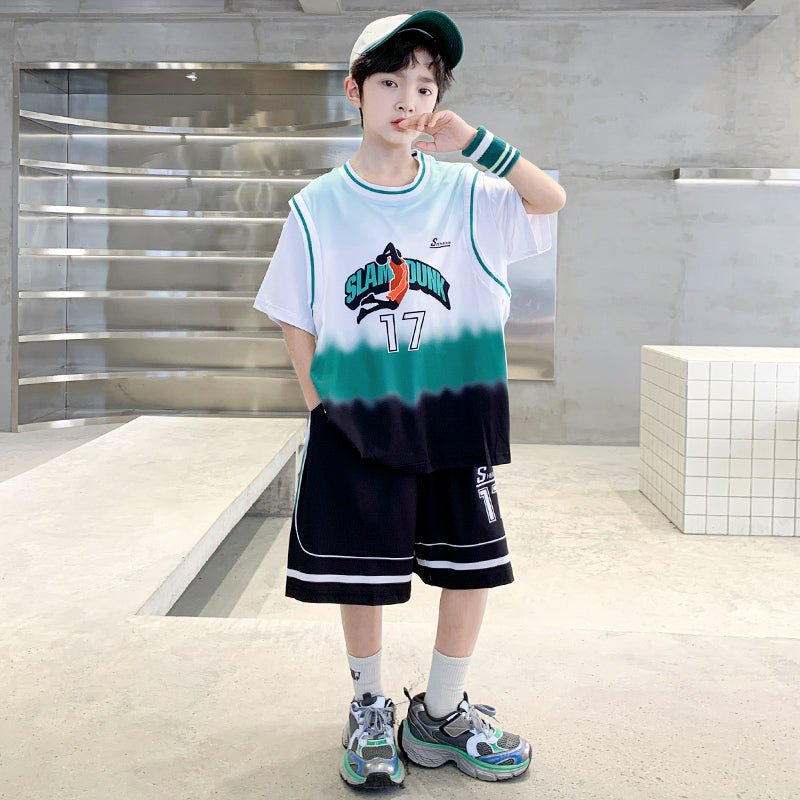 Boys Printed Round Neck T-shirt with Shorts