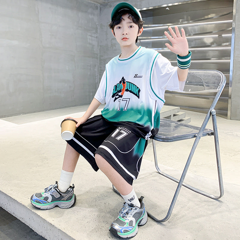 Boys Printed Round Neck T-shirt with Shorts