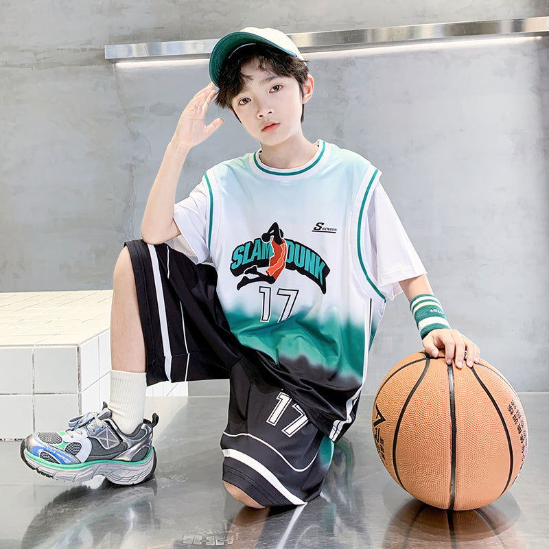 Boys Printed Round Neck T-shirt with Shorts