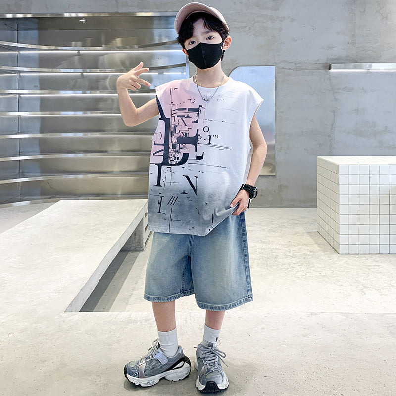 Boys Printed T-shirt with Shorts
