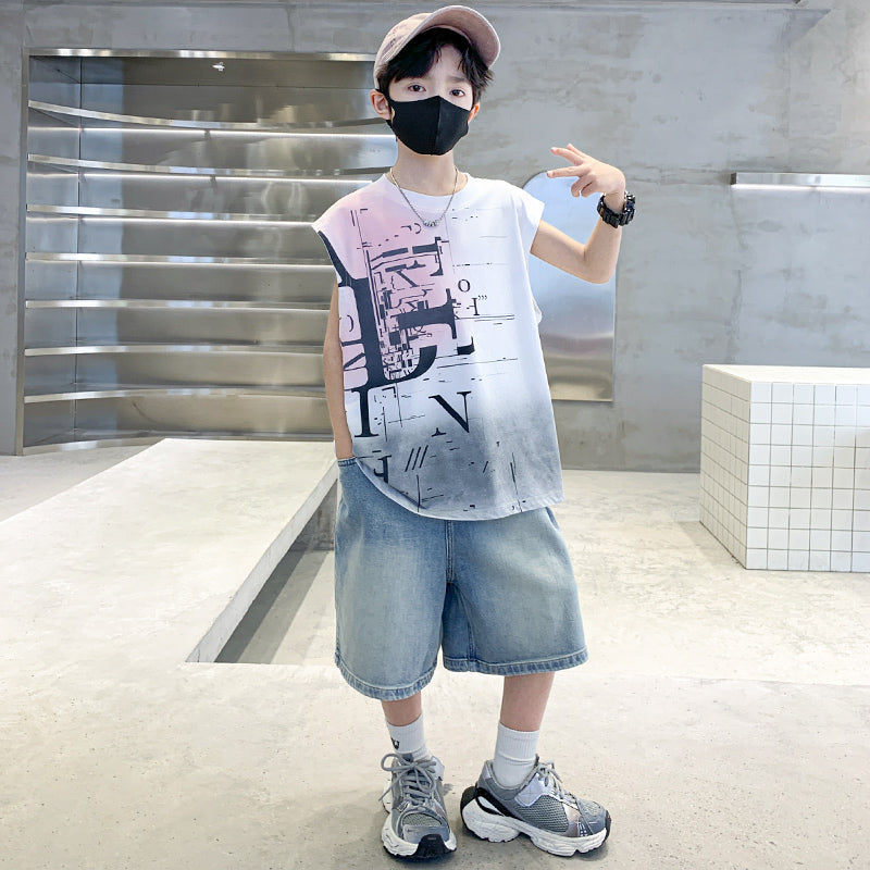Boys Printed T-shirt with Shorts