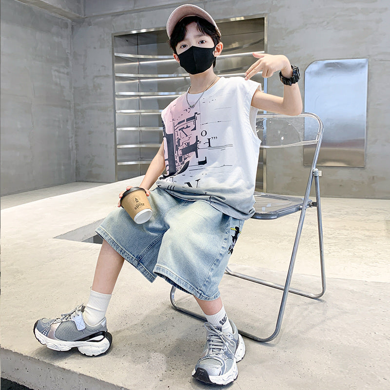 Boys Printed T-shirt with Shorts
