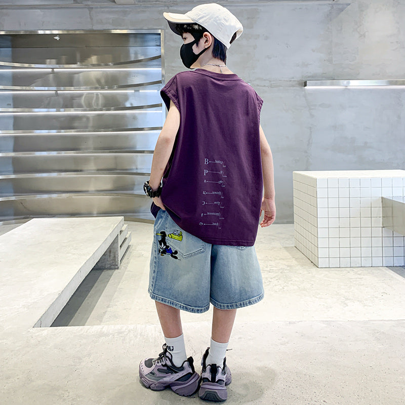Boys Typography Printed T-shirt With Shorts