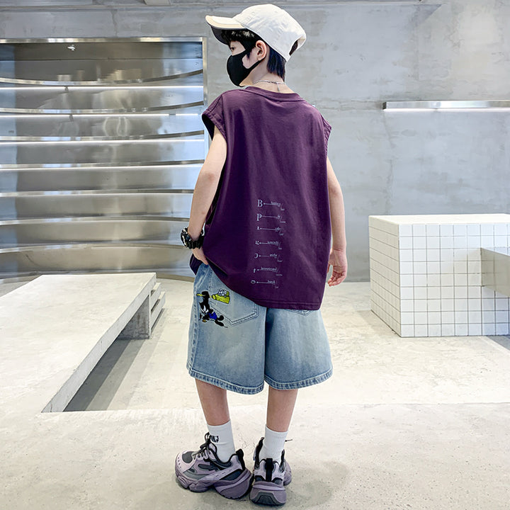 Boys Typography Printed T-shirt With Shorts