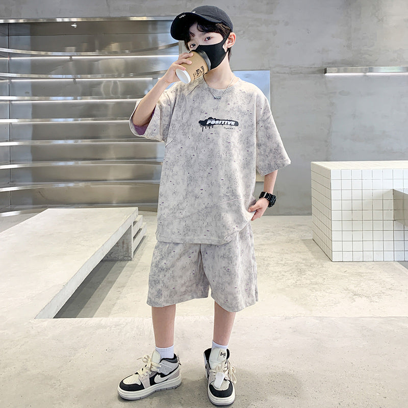 Boys Dyed T-shirt with Shorts Clothing Set