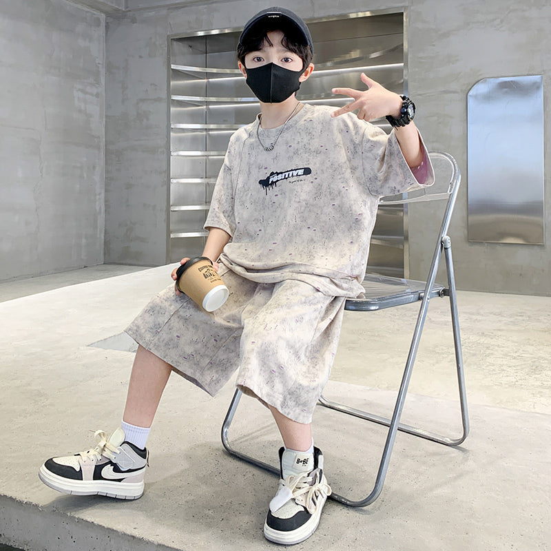 Boys Dyed T-shirt with Shorts Clothing Set
