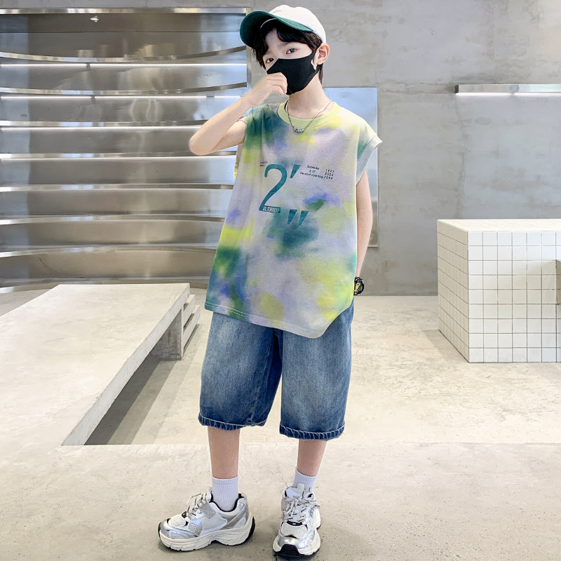 Boys Dyed Sleeveless Clothing Set