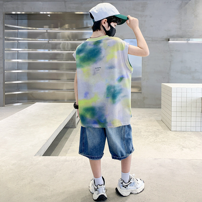 Boys Dyed Sleeveless Clothing Set