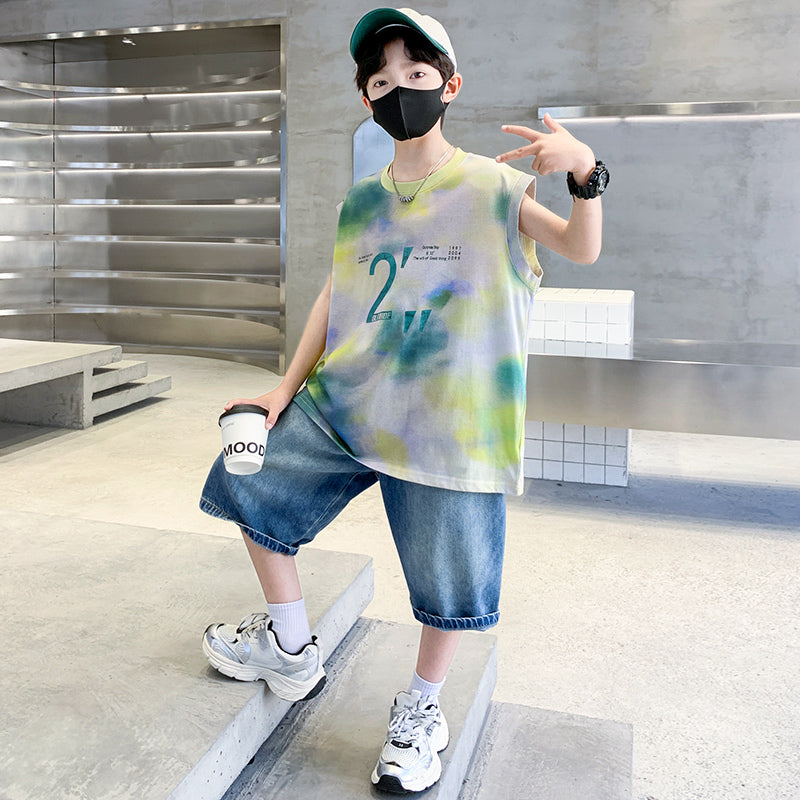 Boys Dyed Sleeveless Clothing Set