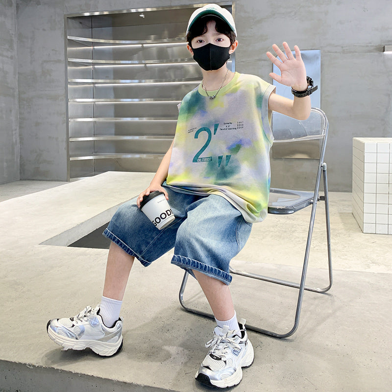 Boys Dyed Sleeveless Clothing Set