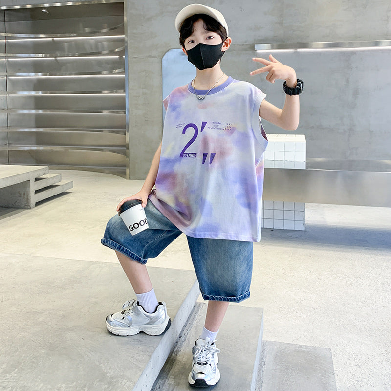 Boys Dyed T-shirt with Shorts
