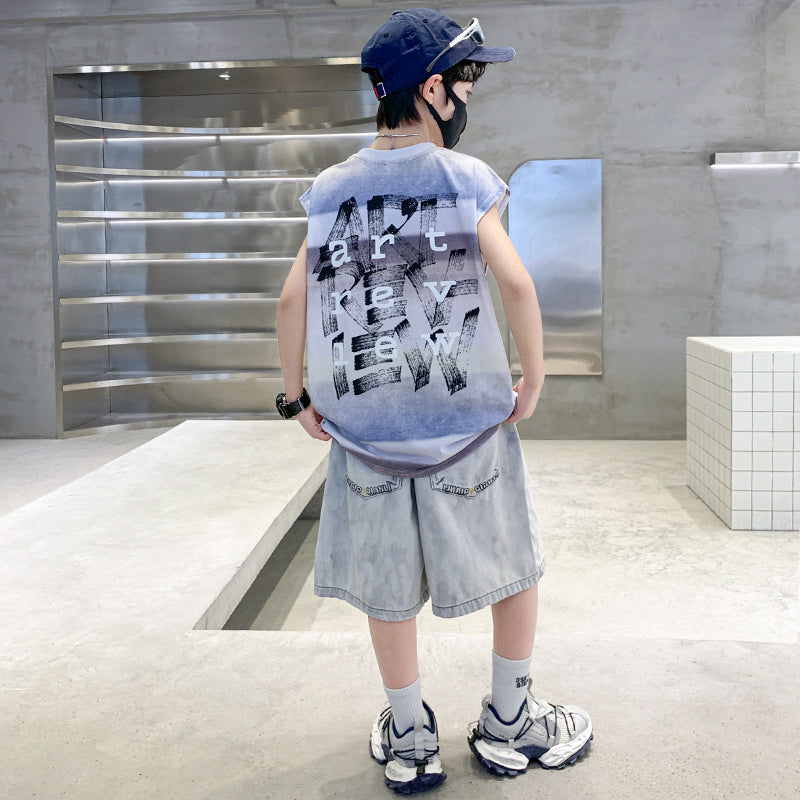 Boys Printed T-shirt with Shorts