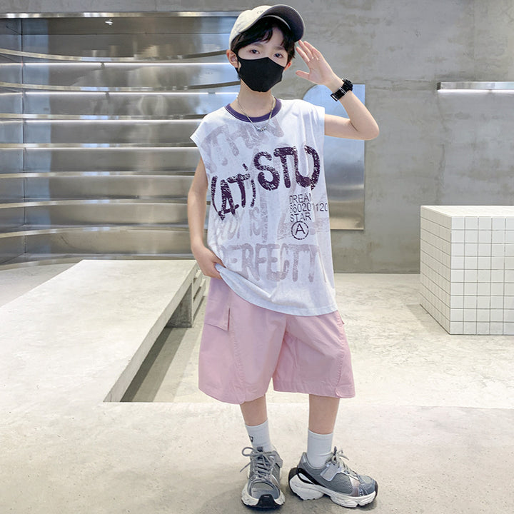 Boys Printed Short Sleeves T-shirt With Shorts