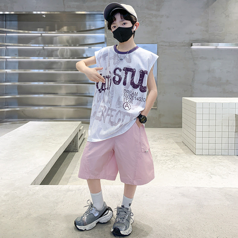 Boys Printed Short Sleeves T-shirt With Shorts
