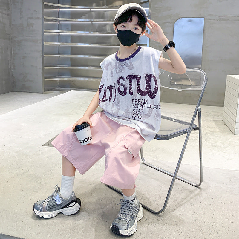 Boys Printed Short Sleeves T-shirt With Shorts