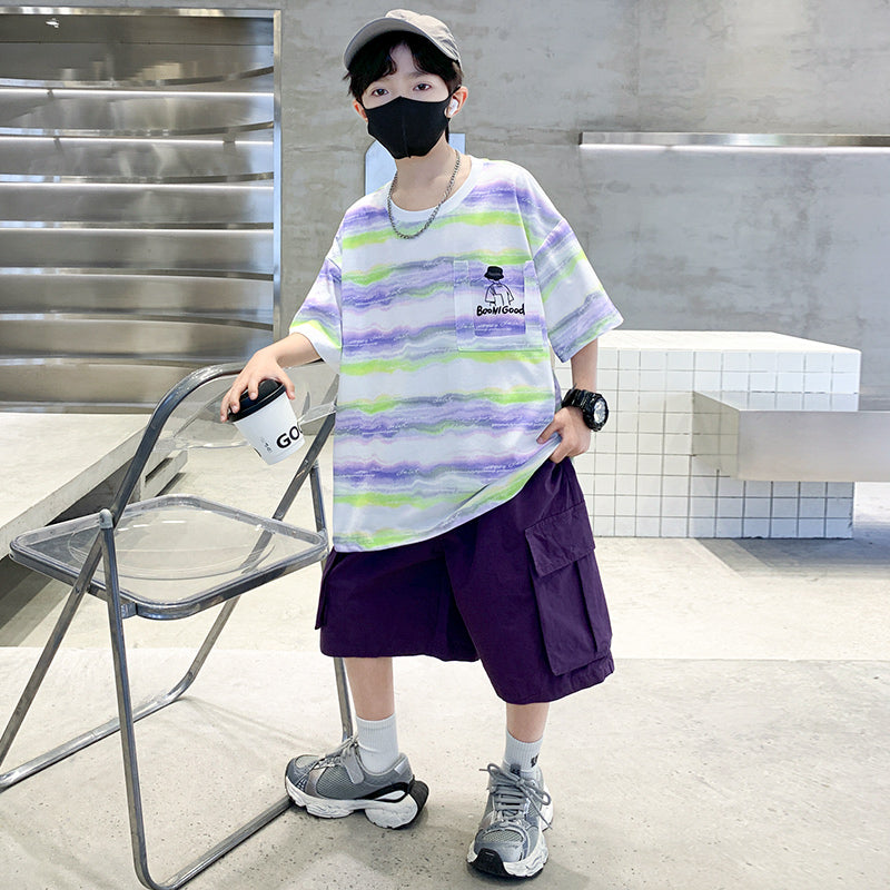 Boys Striped T-shirt with Shorts
