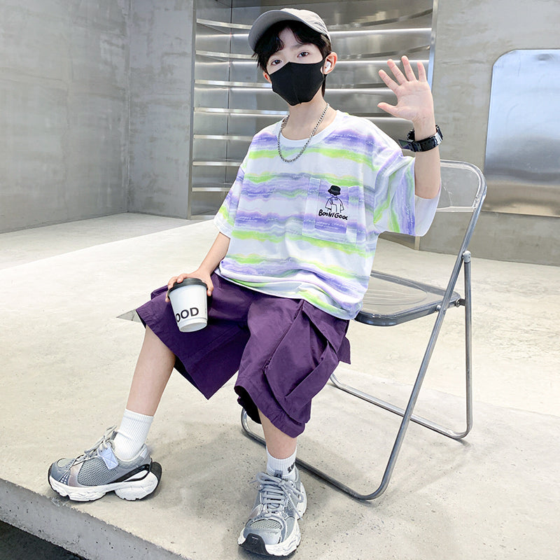 Boys Striped T-shirt with Shorts