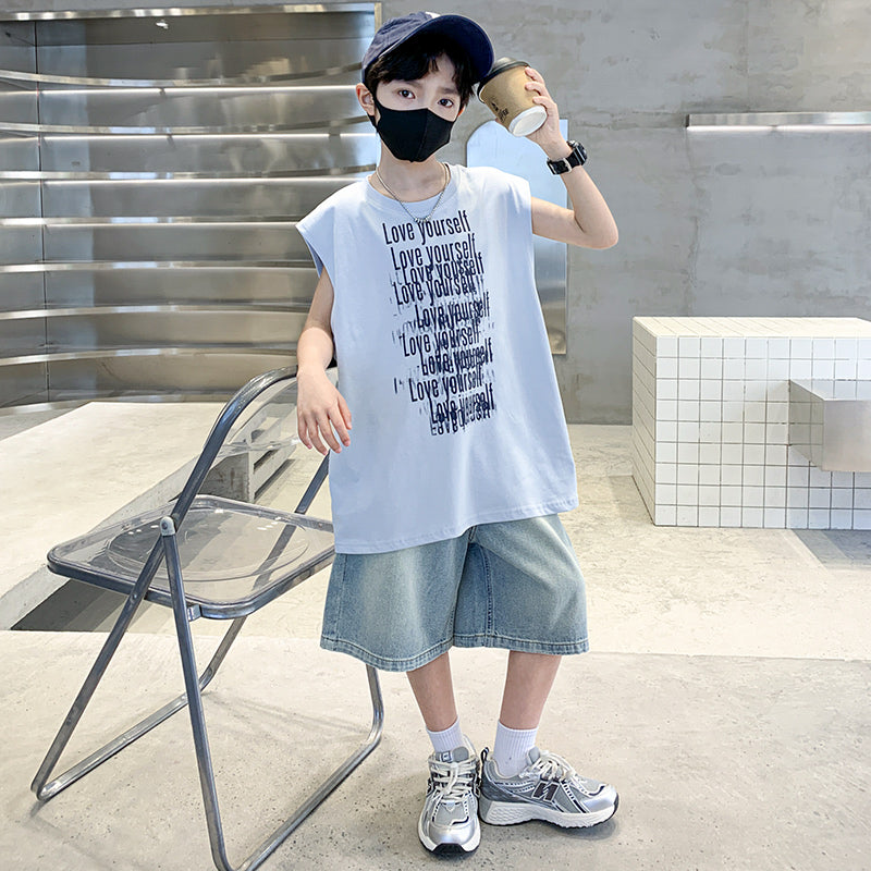 Boy Printed T-shirt with Shorts Clothing Set