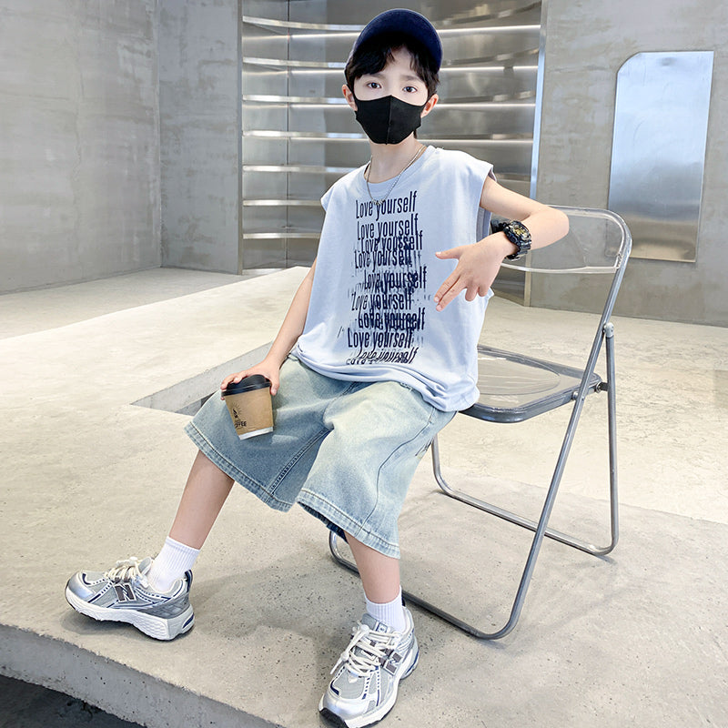 Boy Printed T-shirt with Shorts Clothing Set