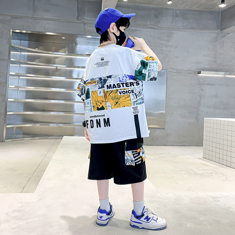Boys Printed T-shirt with Shorts