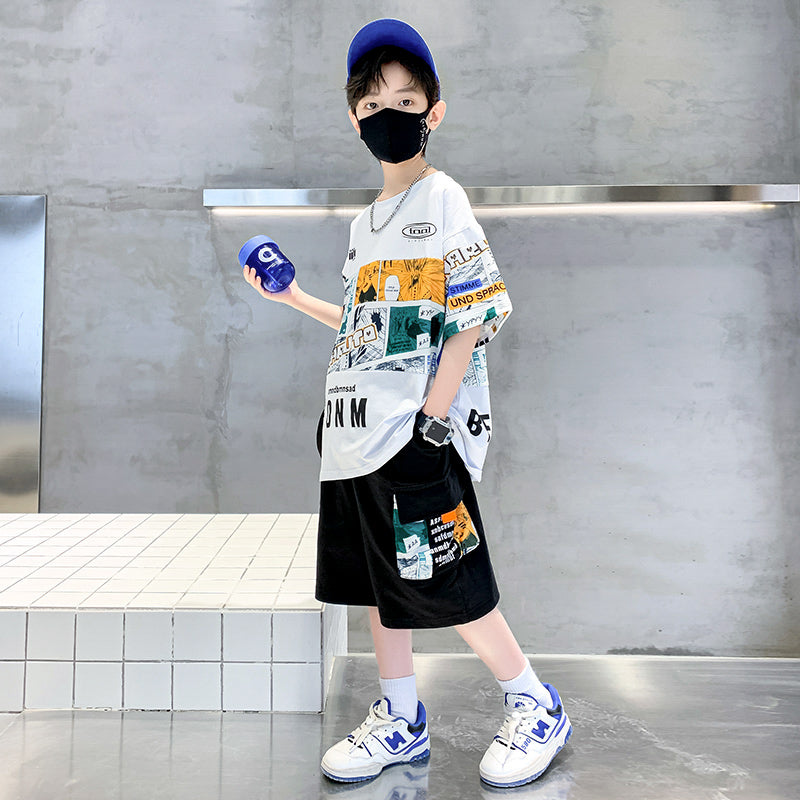 Boys Printed T-shirt with Shorts
