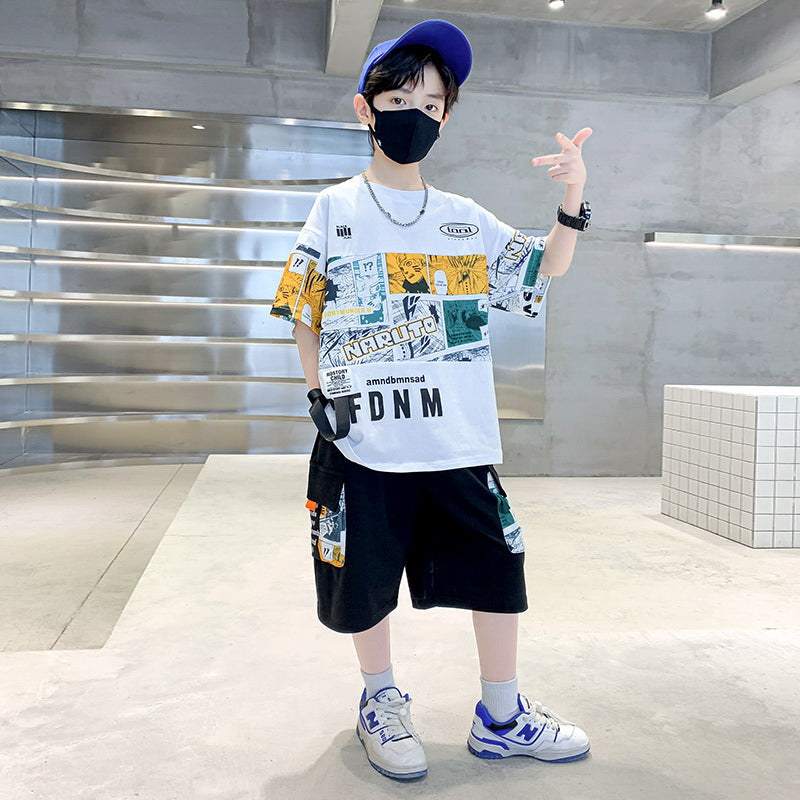 Boys Printed T-shirt with Shorts