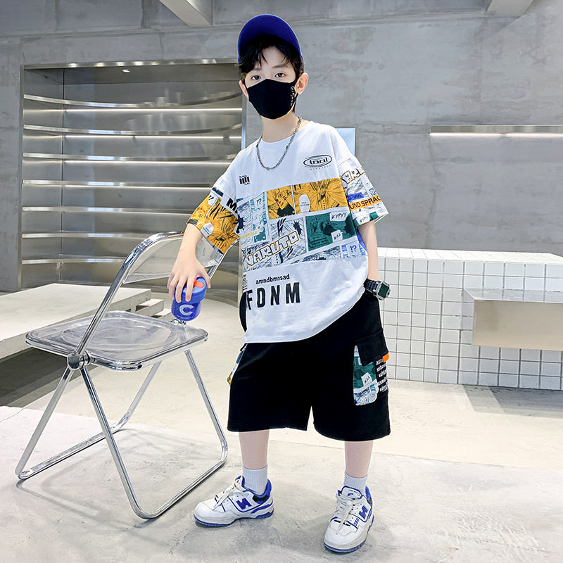 Boys Printed T-shirt with Shorts