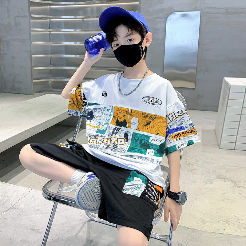Boys Printed T-shirt with Shorts