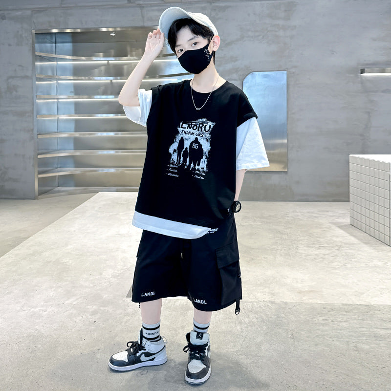 Boys Printed T-shirt with Shorts